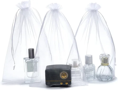 Miniatura 15 de 25 bolsas de organza con cordón de 8 x 12 pulgadas, regalo de fiesta de boda, juguetes, bolsas de maquillaje, bolsa de regalo Negro