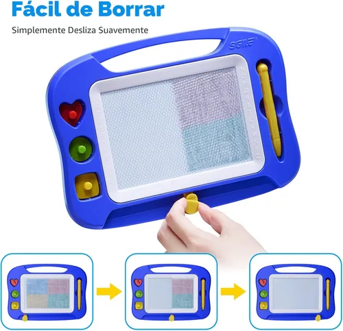 Miniatura 4 de SGILE Pizarra magnética para dibujar para niños, juguetes para niños pequeños de 1, 2 y 3 años – 9.8×7.1 pulgadas, pizarra para garabatear, grabar
