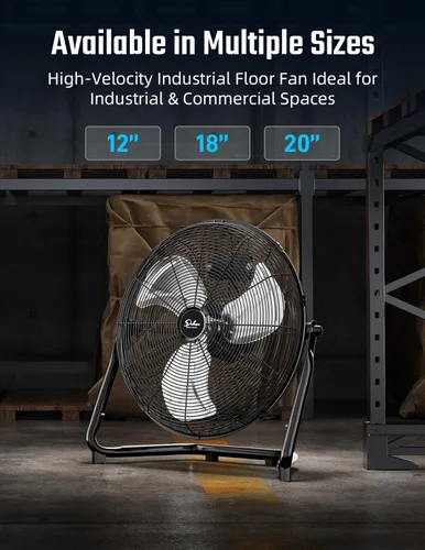 Miniatura 7 de Simple Deluxe Ventiladores de piso industriales de metal resistente de alta velocidad de 20 pulgadas, 3 velocidades, silenciosos para el hogar