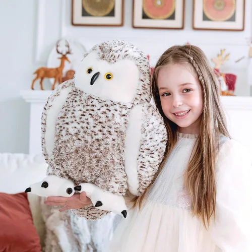Miniatura 4 de IKASA Juguete de peluche gigante realista de búho nevado, 17 pulgadas, juguetes suaves y bonitos de tamaño grande, enorme peluche jumbo, regalos