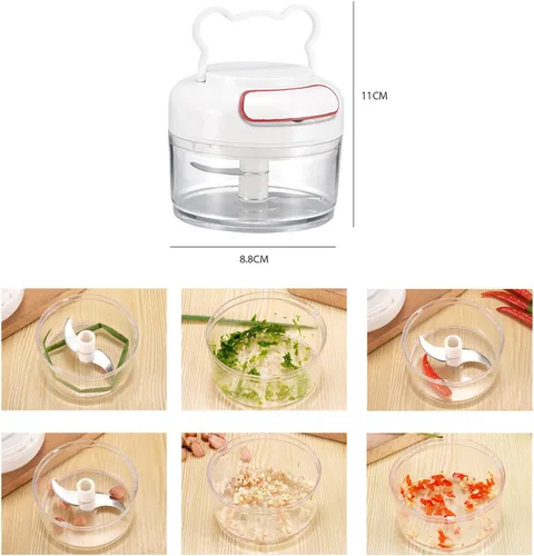 Miniatura 2 de Picadora manual de alimentos para verduras, frutas, nueces, cebollas, ajo, jengibre, chile, especias, hierbas, minicuradora de mano, batidora