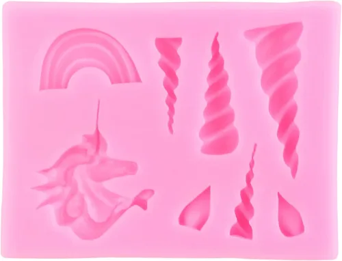 Miniatura 6 de ZiXiang - Moldes de silicona con diseño de unicornios, orejas de cuerno, rosa, flor, arco iris, fondant, para decoración de pasteles, decoración