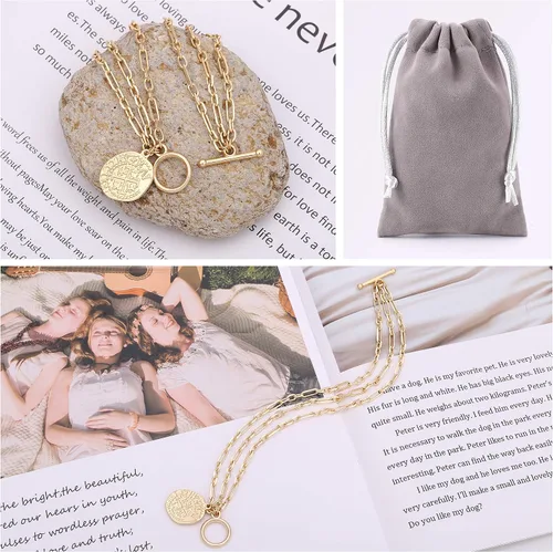Miniatura 7 de PEARLADA 18k Gold Chain Layerd Bracelet Coin Charm Toggle Bracelet Trendy Cubic Zirconia Jewelry