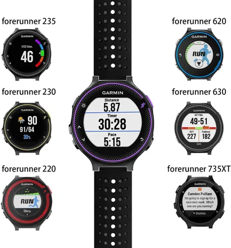 Miniatura 5 de GVangel - Correa compatible con reloj inteligente Garmin Forerunner 235, correa de silicona suave de repuesto para 220/230/235/620/630/735XT/235