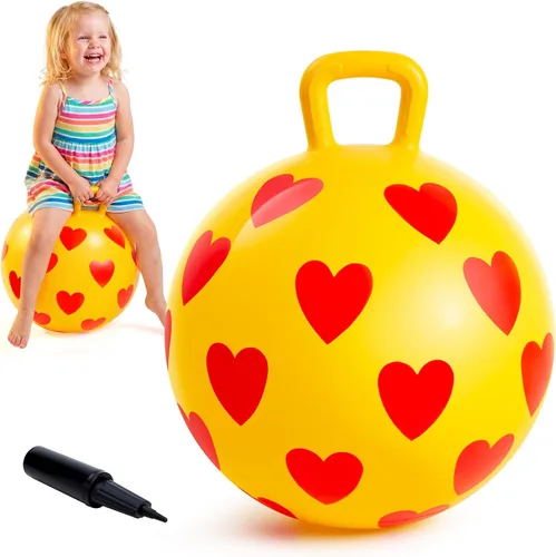 Miniatura 16 de Bola de tolva, bola hinchable de 15 pulgadas con asa, corazón rosa, juguetes para niñas, divertido juego activo en interiores, juguetes inflables
