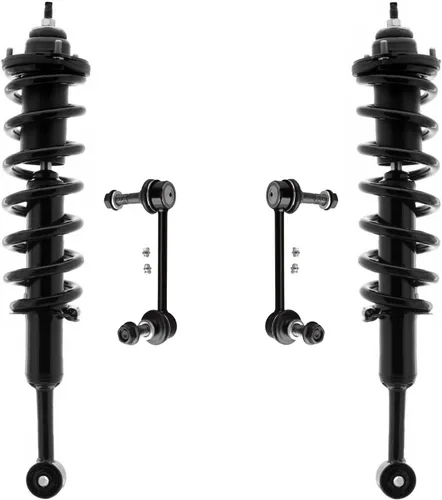 Miniatura 66 de Detroit Axle - Kit de 4 barras estabilizadoras delanteras para Ford F-150 2021 2022 2023 2024, 2 puntales con resorte helicoidal, 2 eslabones