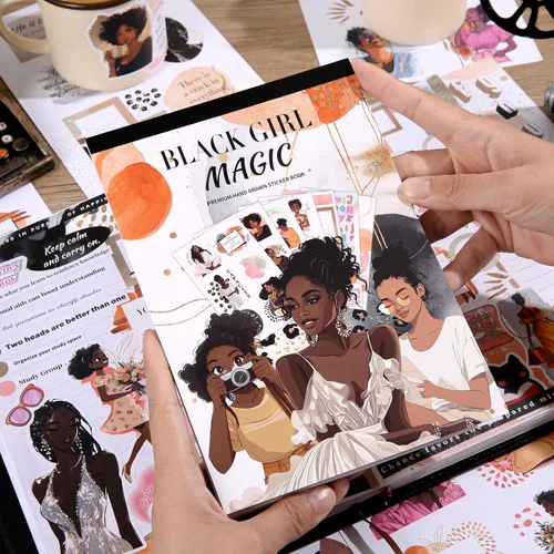 Miniatura 11 de Libro de calcomanías de niña negra para botella de agua: más de 260 calcomanías motivacionales de vinilo impermeable para adolescentes y mujeres