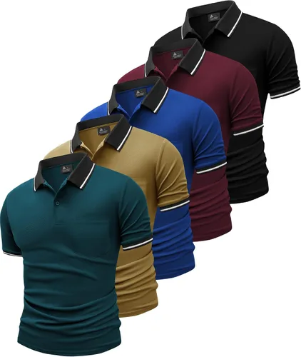 Miniatura 11 de GEEK LIGHTING Paquete de 5 camisas polo para hombre con bolsillo