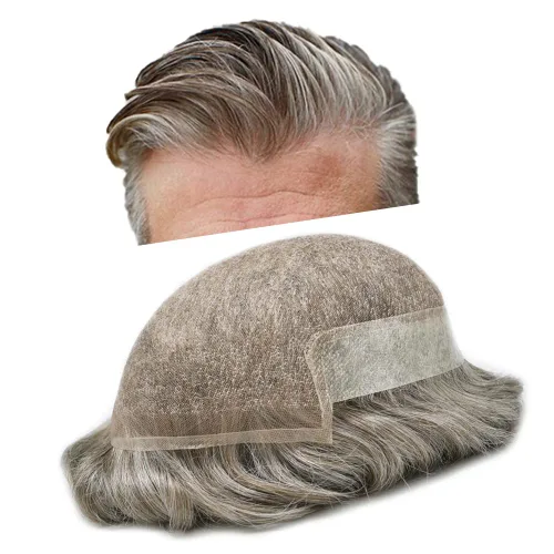 Miniatura 60 de Tupé para hombre, cabello humano real, suave encaje suizo frontal, tupé para hombres, sistema de cabello, extensiones capilar para hombre