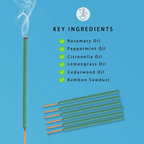 Miniatura 7 de Varillas de incienso de citronela para exterior - 2.5 horas de protección - 16 varillas por caja - Varillas de citronela para acampar, patio, etc