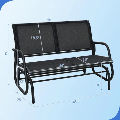 Miniatura 3 de Giantex Silla Planeadora Columpio de 48 Pulgadas con Amplio Espacio, Silla Planeadora de Salón Columpio para 2 Personas, Cómodo Banco de Patio