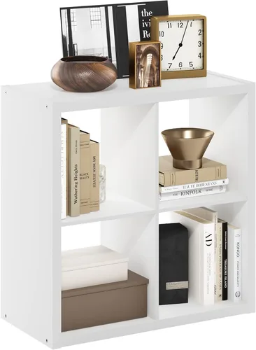 Miniatura 12 de Furinno Organizador de Almacenamiento en Cubos Decorativos con Respaldo Abierto, 4 Cubos, Gris Claro