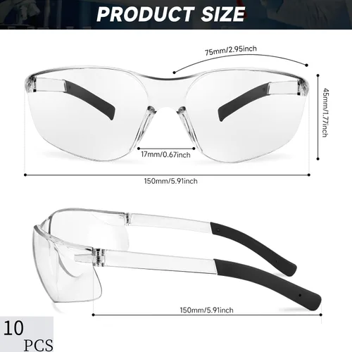 Miniatura 2 de Salfboy Paquete de 100 gafas de seguridad ANSI Z87.1, gafas resistentes a arañazos para mujeres y hombres, gafas de laboratorio, protección ocular