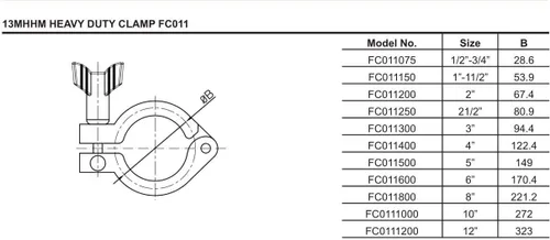 Miniatura 5 de Acero inoxidable 304 Single Pin Heavy Duty Tri Clamp con tuerca de ala para virola TC 1.5 "con 1 unid junta de silicona