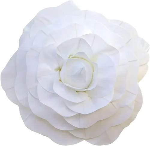 Miniatura 6 de Efavormart - Enormes rosas de espuma 3D para decoración de bodas, paquete de 2 flores artificiales blancas de 20 pulgadas, fondo de fiesta grande