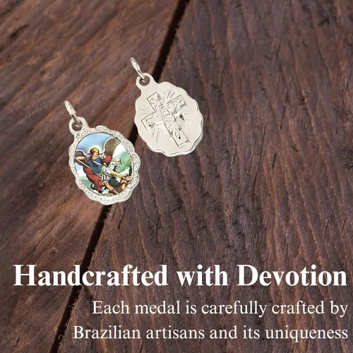 Miniatura 10 de Catholica Shop Colgante de medalla pequeña en tono plateado para ropa religiosa católica - Jesús, María y Santos, paquete de 6