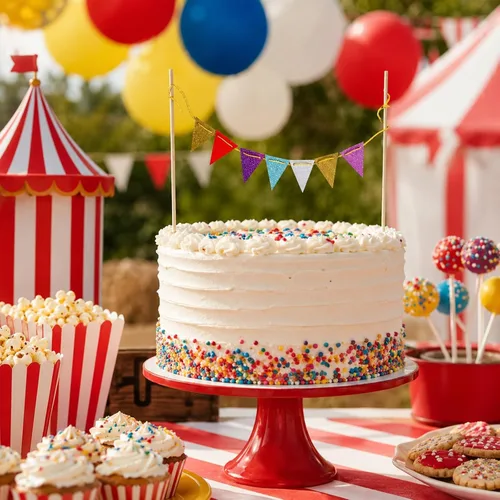 Miniatura 7 de LUOZZY 5pcs Circo Carnaval Cake Toppers Triángulo Bandera Banner Tema Fiesta Llamativa bandera de circo para decoración de tartas de carnaval