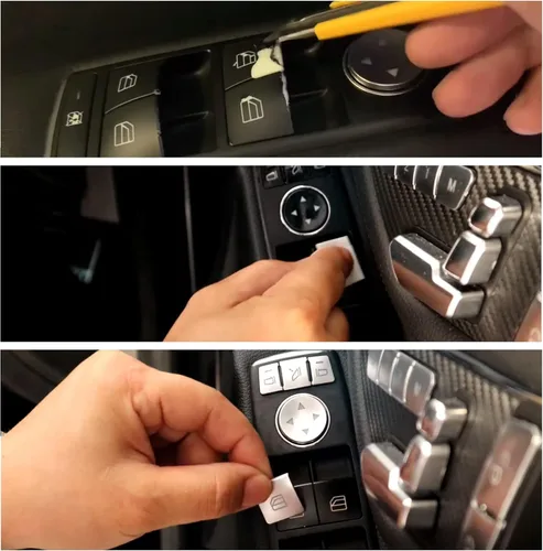 Miniatura 4 de Adhesivo para botón de interruptor de elevalunas del reposabrazos interior de la puerta Compatible con Mercedes Benz GLK ML A B C E G Class C250