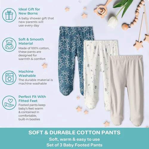 Miniatura 4 de Spasilk Paquete de 3 pantalones de algodón para bebé niño
