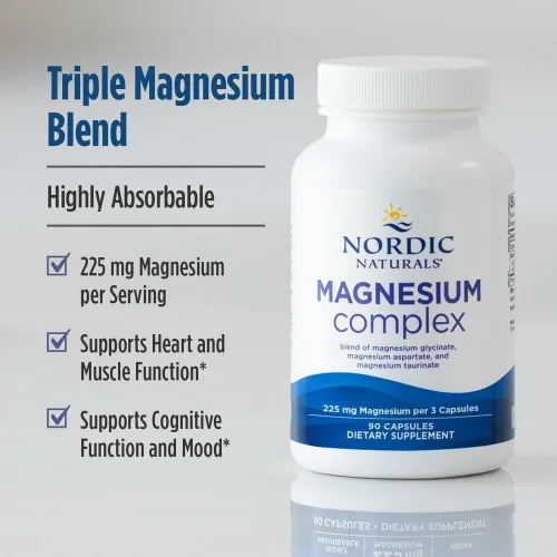 Miniatura 3 de Nordic Naturals Complejo de magnesio - 90 cápsulas - 225 mg de magnesio - Salud del cerebro y el corazón, estado de ánimo, energía y relajación