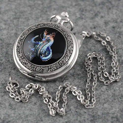 Miniatura 5 de VIGOROSO Relojes de bolsillo para hombre, reloj genial, regalos de dragón para hombres, mujeres, niños, niñas, Año del Dragón, ideas de regalo