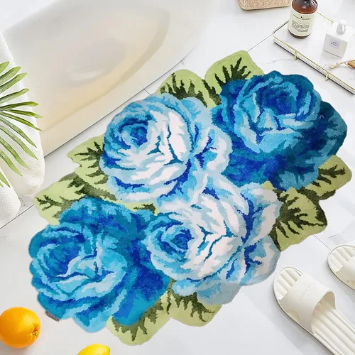 Miniatura 39 de UKELER Alfombras de baño con rosas rojas para baño, antideslizantes, absorbentes, alfombras de cocina, peludas, suaves, para dormitorio de niñas