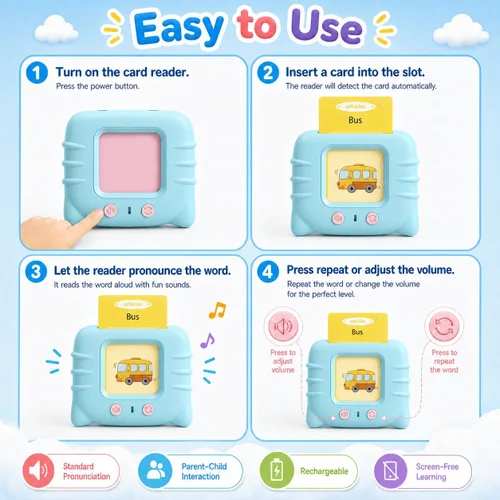Miniatura 5 de Tarjetas didácticas parlantes para niños pequeños de 1, 2, 3, 4, 5 años, 224 palabras visuales, juguetes de aprendizaje de idiomas Montessori