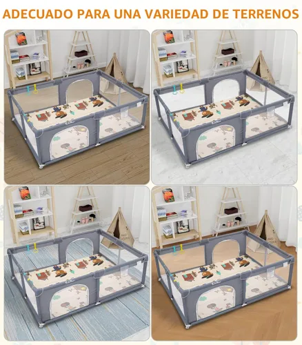 Miniatura 7 de Corralito de juegos para bebés con alfombra, patio de juegos grande para niños pequeños, sin BPA, no tóxico, corralitos seguros sin espacios