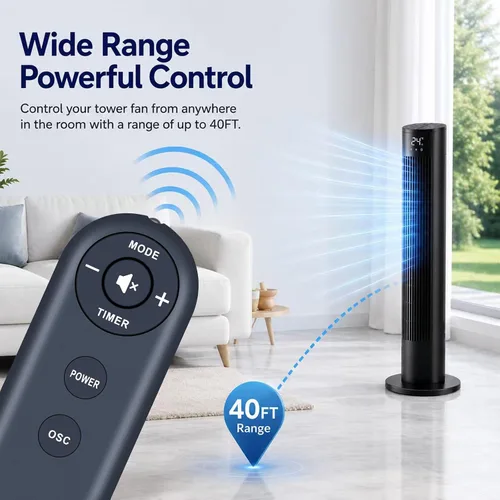 Miniatura 6 de Mando a distancia de repuesto compatible con ventilador de torre digital Cleanbreeze 32510411 Holmes de 36 pulgadas