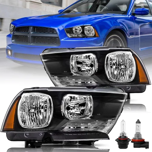 Miniatura 8 de Conjunto de faros halógenos compatible con Dodge Charger 2015-2023 con doble barra LED DRL, par izquierdo del conductor izquierdo