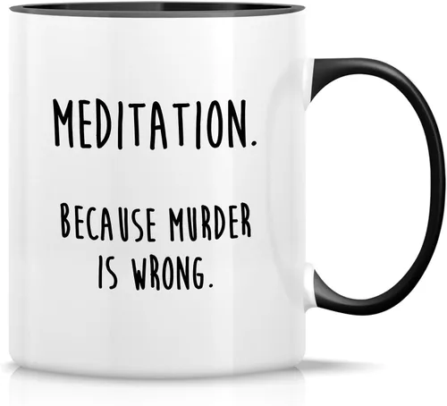 Miniatura 14 de Retreez Divertida taza de yoga con texto en inglés "I Do Yoga Because Punching People Is Frowned Upon Meditation", tazas de café de cerámica de 11
