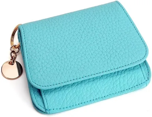 Miniatura 13 de Mudono - Billetera pequeña para mujer con bloqueo RFID, de cuero genuino, tarjetero, billetera delgada de tres pliegues con bolsillo con cremallera