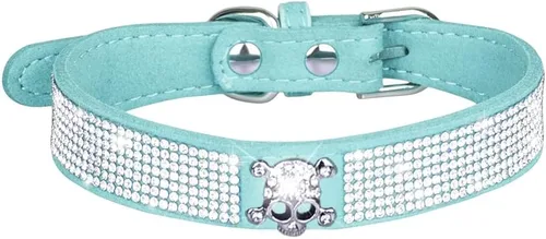 Miniatura 31 de Lindo collar para perro con diamantes de imitación brillantes, elegante collar de cristal diamante con purpurina bonita joya suave collares
