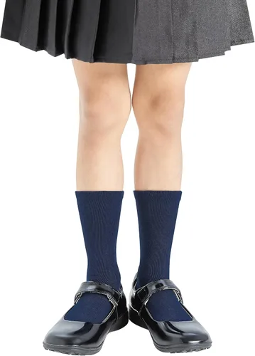 Miniatura 6 de COZYOFFI 4 pares de calcetines de algodón sin costuras para niñas y niños, uniforme escolar