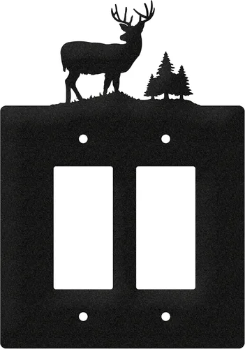 Miniatura 11 de SWEN Products Deer Wildlife - Cubierta para placa de pared (interruptor doble, negro)