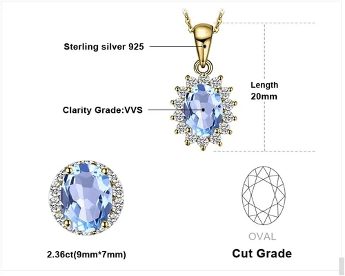 Miniatura 63 de JewelryPalace Princess Diana Kate Middleton Natural Amethyst Citrine Garnet Peridot Topaz Created Ruby Sapphire Simulated Emerald Pendant Necklace