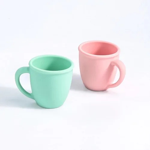 Miniatura 8 de Taza de entrenamiento de silicona para bebés y niños, taza de aprendizaje para niños pequeños con asas, taza abierta para bebés de 6 meses y 4 Azul