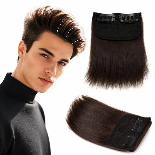 2 piezas de cabello 100% humano de 4 pulgadas, extensiones de cabello corto y grueso que añaden volumen extra para cabello fino, mujeres y hombres,