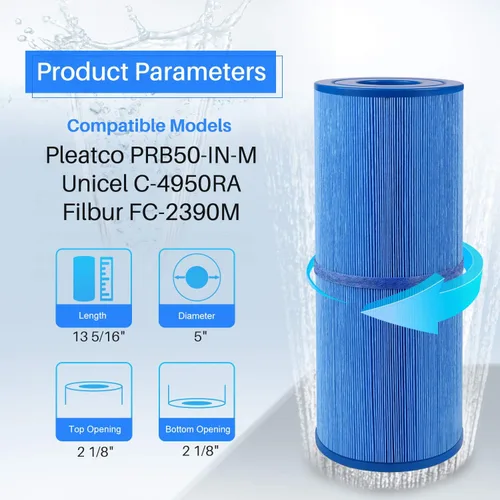 Miniatura 2 de POOLPURE Filtro antimicrobiano de spa de repuesto para Pleatco PRB50-IN-M, Unicel C-4950RA, Guardian 413-212-02, Filbur FC-2390M, 17-2380, filtro