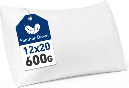 Miniatura 13 de MIULEE - Relleno de almohada de 12x16 pulgadas con plumas y plumón, almohada esponjosa y cómoda con tela de algodón para cama, sofá y sillón