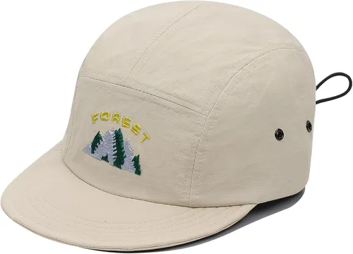 Miniatura 12 de Clakllie Sombrero de ala plana de 5 paneles sin estructura, gorra de ala corta de secado rápido, gorra de béisbol de nailon transpirable
