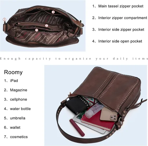 Miniatura 5 de Montana West - Carteras y bolsas cruzadas de manopara hombro con bolsillo oculto para arma, de mujer, a la moda