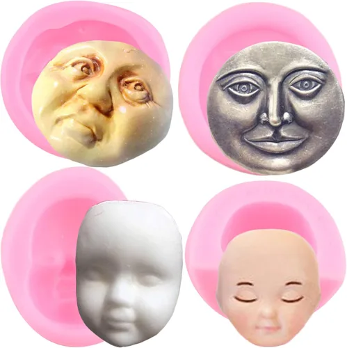 Miniatura 10 de ZiXiang Moldes de silicona para el cabello de muñeca, molde de fondant de cara humana para decoración de pasteles, caramelo y chocolate, polimero