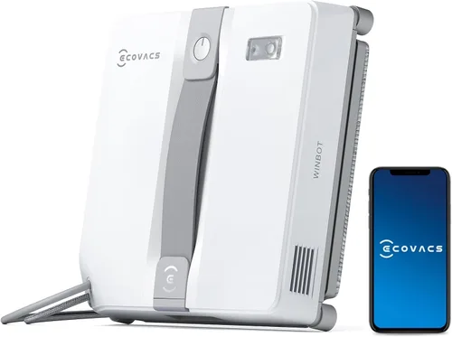 ECOVACS WINBOT Mini Robot Limpiador de Ventanas - Diseño Compacto, Boquillas Duales con Pulverización Ultrasónica, Sistema de Protección de 9