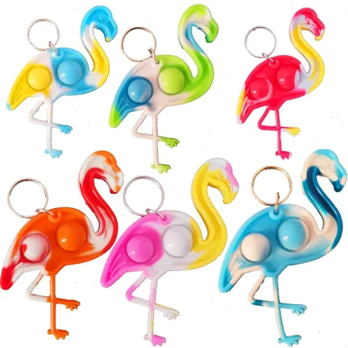 Paquete de 30 juguetes divertidos de burbujas surtidos de flamencos para niños, niños, aulas, estudiantes, regalos de profesores, recuerdos de