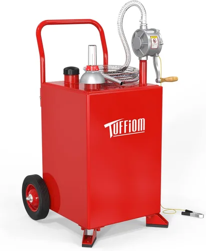 Miniatura 9 de TUFFIOM Carrito de gas portátil de 30 galones con ruedas giratorias, tanque de almacenamiento de combustible, lata diésel de gasolina con bomba