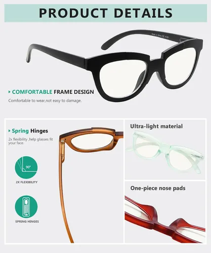 Miniatura 4 de Eyekepper Paquete de 4 lentes de lectura progresivos multienfoque para mujer, media luna, multifocales +1.0