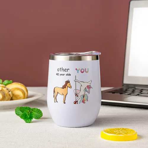 Miniatura 2 de Crisky Regalos de cumpleaños número 40 para mujeres amigas, regalos de cumpleaños 40 para mujeres, vaso de vino de unicornio divertido de 12 onzas