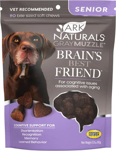 Ark Naturals Gray Bozal Brain's Best Friend - Masticables suaves recomendados por veterinarios para problemas cognitivos asociados con el