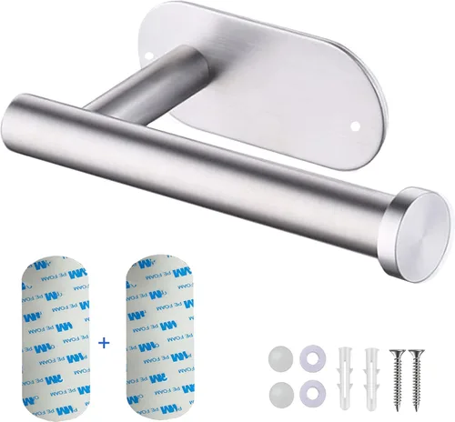 Soporte de papel higiénico, autoadhesivo o perforado, opcional SUS 304, de acero inoxidable, montado en la pared, soporte de papel higiénico